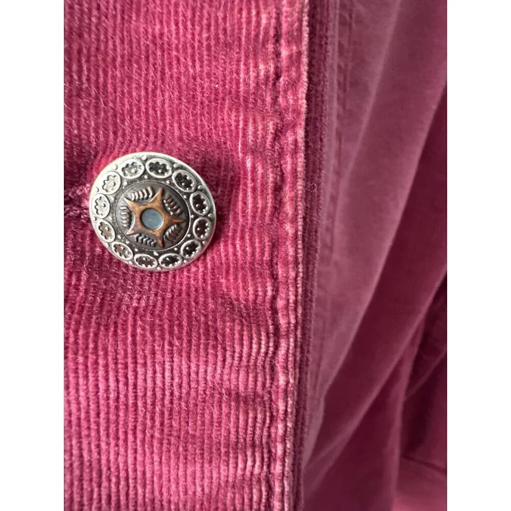 Women’s Size L Burgundy Two Tone Corduroy Button Down Shacket Retro 90s Y2K